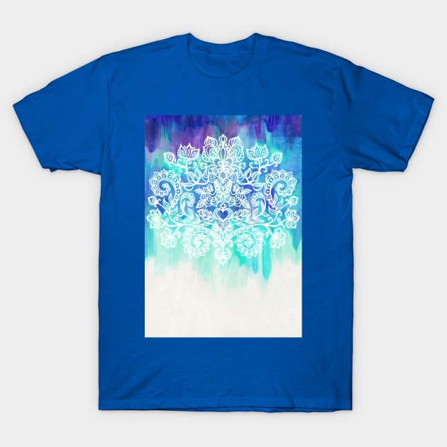 Indigo & Aqua Abstract T-Shirt by micklyn